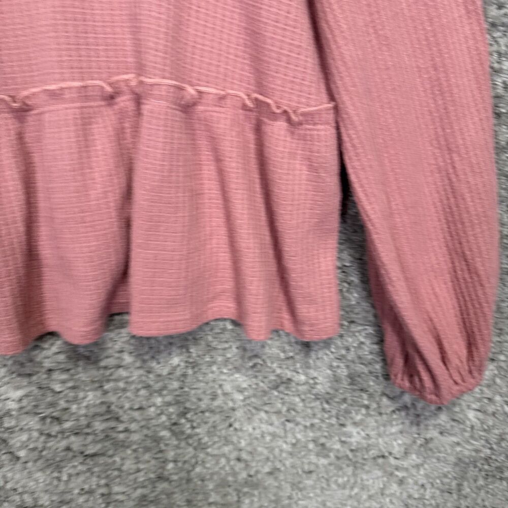 Sadie & Sage Women’s Waffle Knit Boxy Peplum Blouse Top Medium Pink - Picture 11 of 14